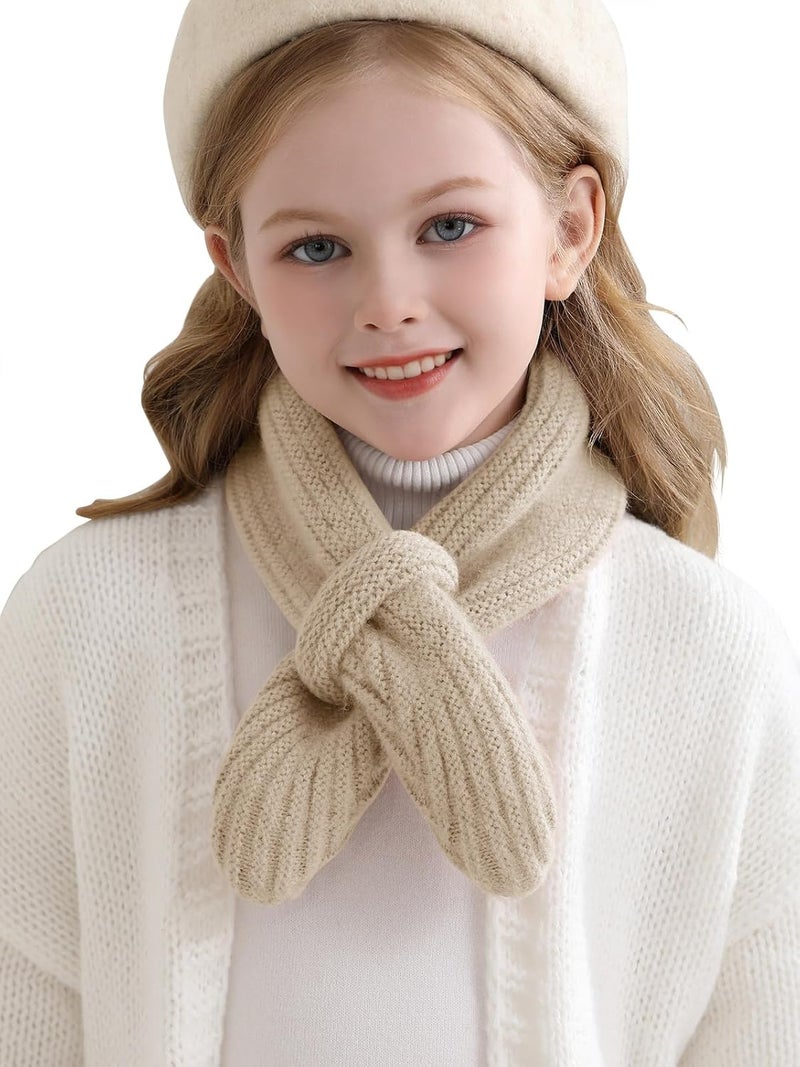 Haloumoning Kids Girls Knit Scarf Toddler Warm Winter Cross Tie Wrap Neck Warmer Cute Scarves 1-14 Years - Image 1